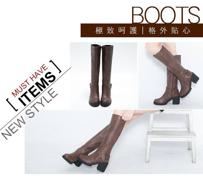 長靴 心機顯瘦後皮帶長筒靴(咖) ＊0101shoes【18-1711co】【現貨】