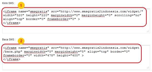 Copy script pasang widget SMS