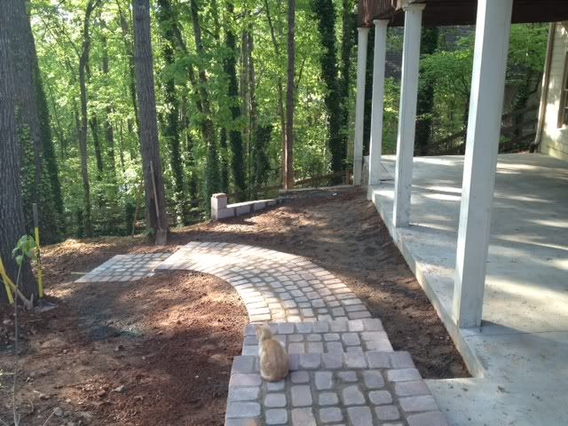 Brick paver pathway leading down