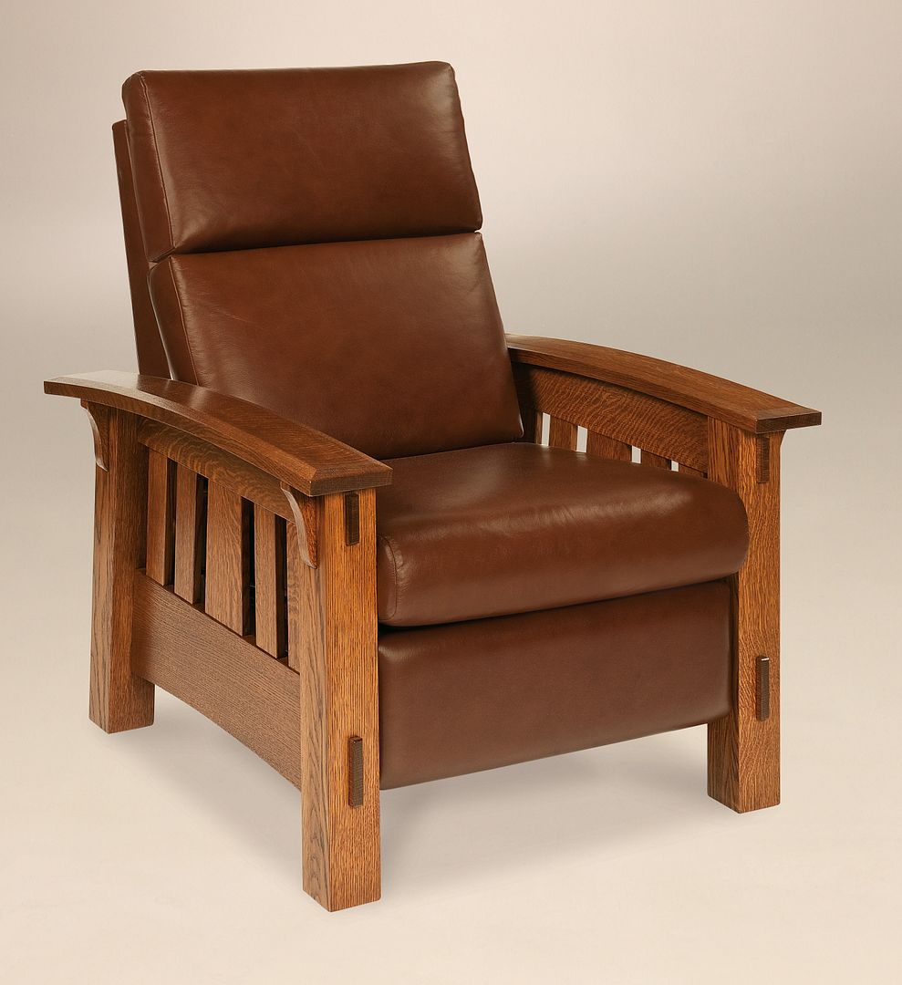 Amish Mission Arts and Crafts Recliner Chair McCoy Solid Wood Leather