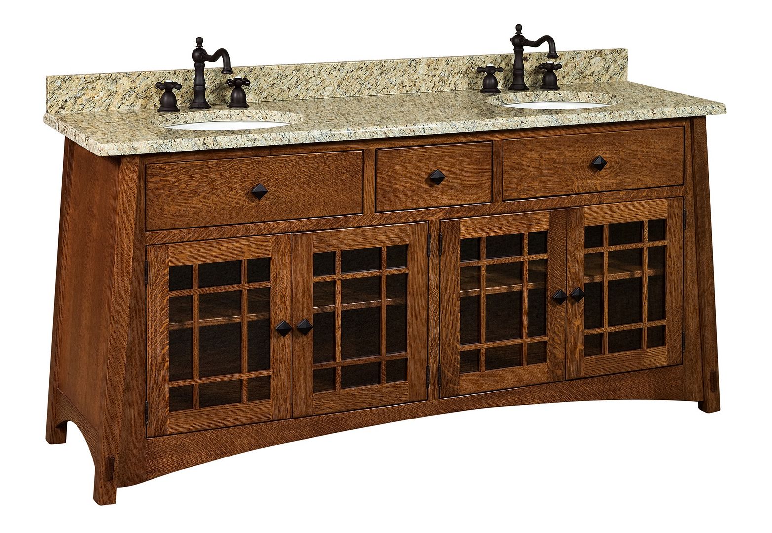 Amish Mission Bathroom Vanity Free Standing Sink Granite Top 72