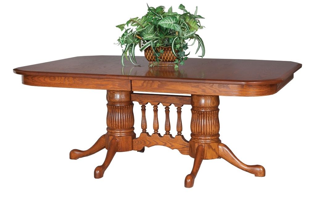 Amish Country Pedestal Dining Set Table Chair Cottage Wood Oak Kitchen