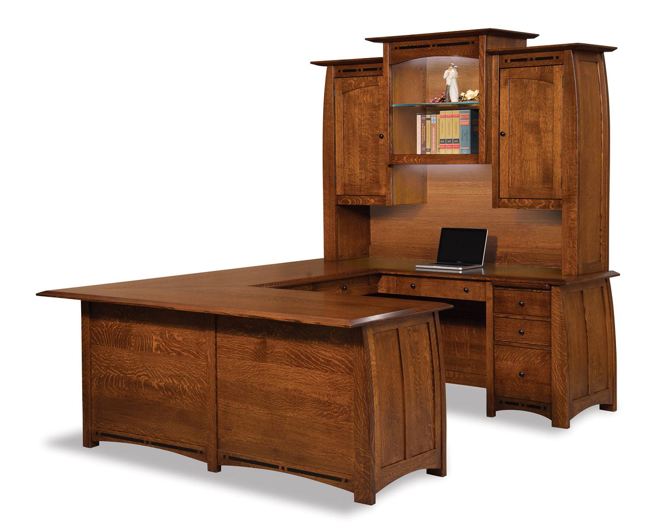 Amish Boulder Creek WrapAround "U" Corner Computer Desk Hutch Office Solid Wood