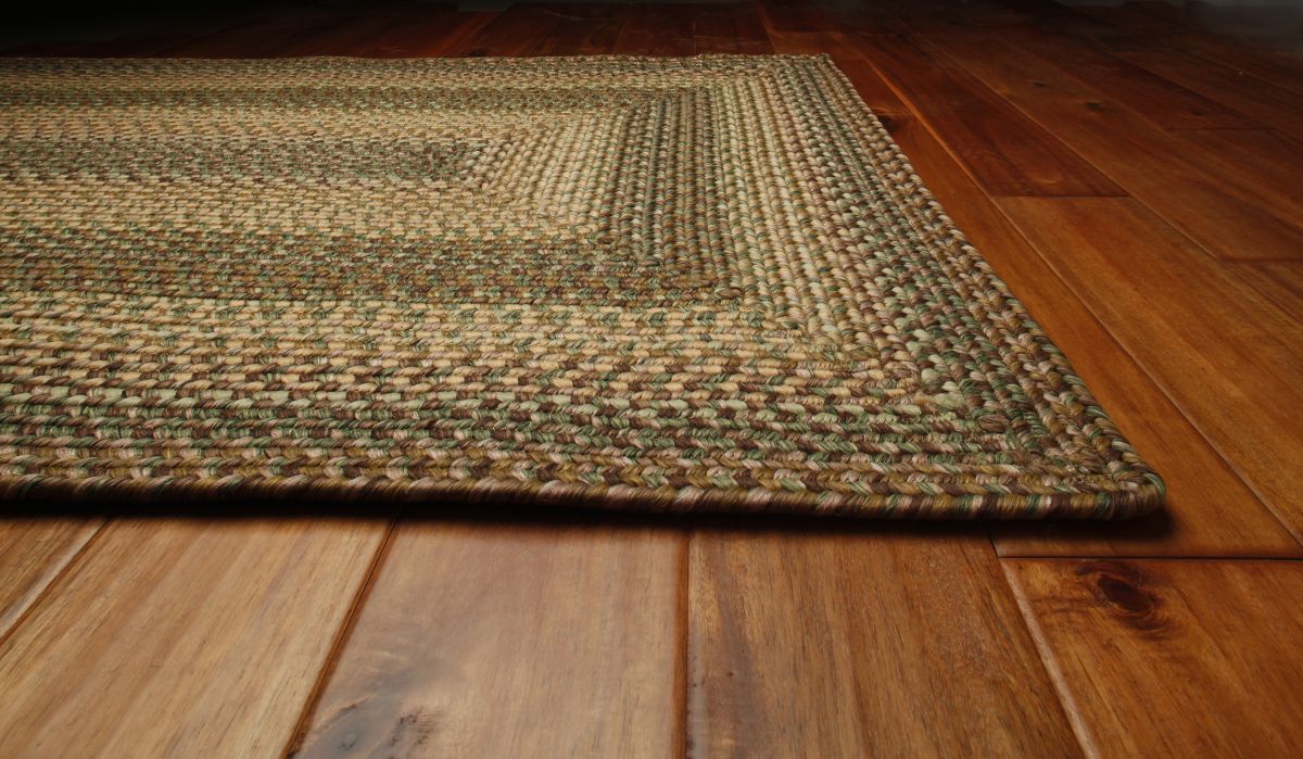 Ultra Durable Washable Braided Area Rug Rectangle Indoor Outdoor Green