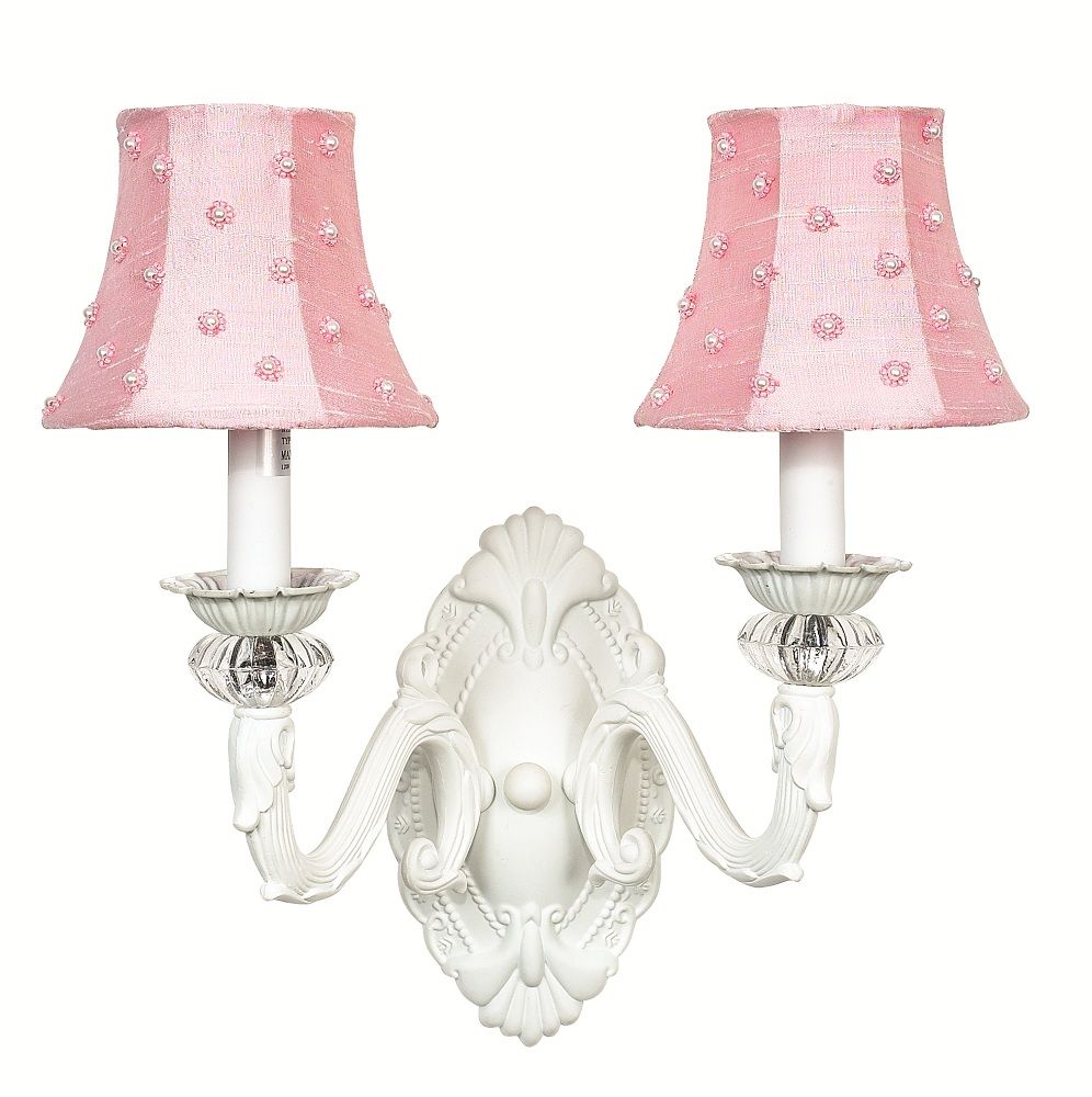 Kids White Wall Sconce 2Arm Nursery Lighting Bedroom Light Fixture