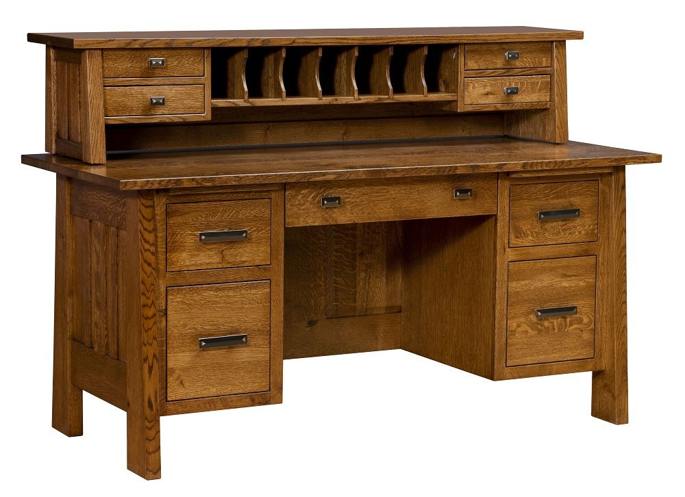 Amish Computer File Desk Rustic Solid Wood Office Furniture File