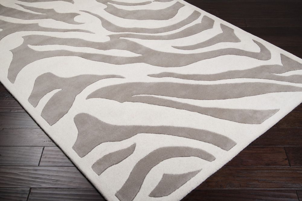 Plush Animal Print Area Floor Rug Taupe White Modern Rustic Cabin Home