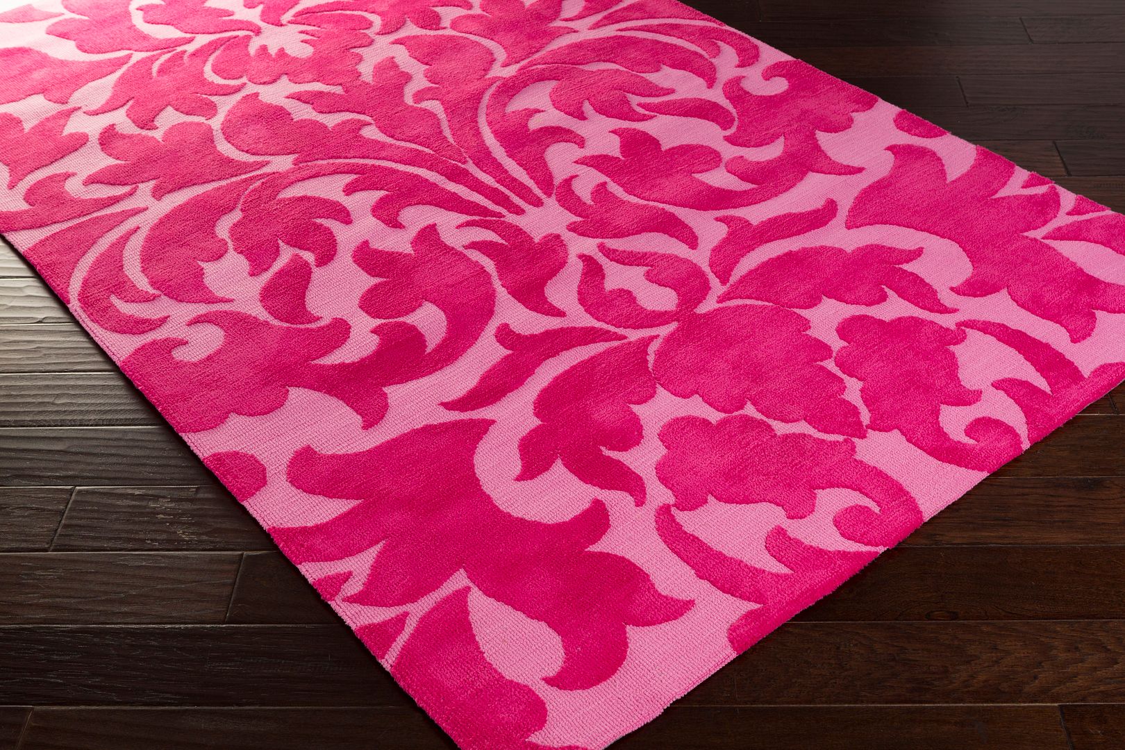 Kids Girls Room Damask Area Rug Nursery Bedroom Looped Magenta Pink