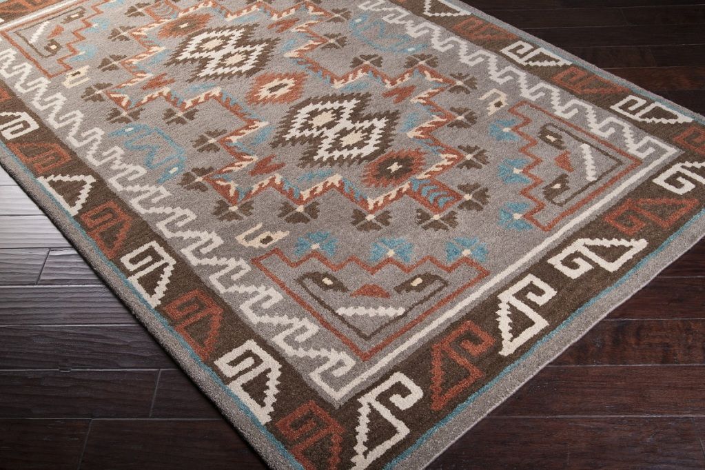 Plush Wool Southwest Print Area Floor Rug Rectangle Brown Blue Rustic