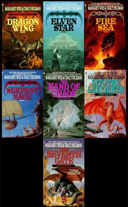 Image of cover of each of the seven novels.