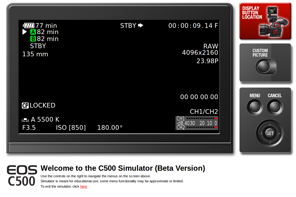 C500 Menu Simulator