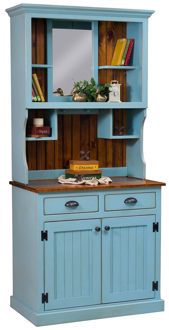 Amish Country Primitive Hutch Distressed Painted Solid Wood 2