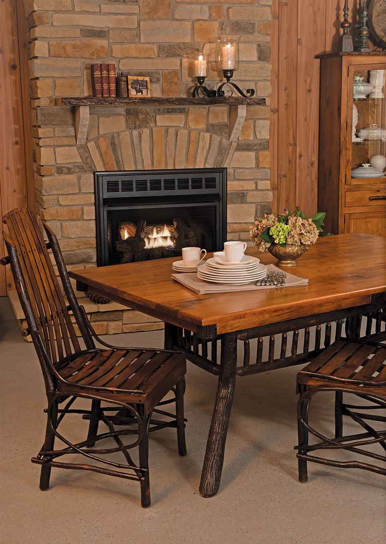 Amish Hickory Twig Leg Pedestal Dining Table Rectangle Solid Wood ... Amish Hickory Twig Leg Pedestal Dining Table Rectangle Solid Wood ...