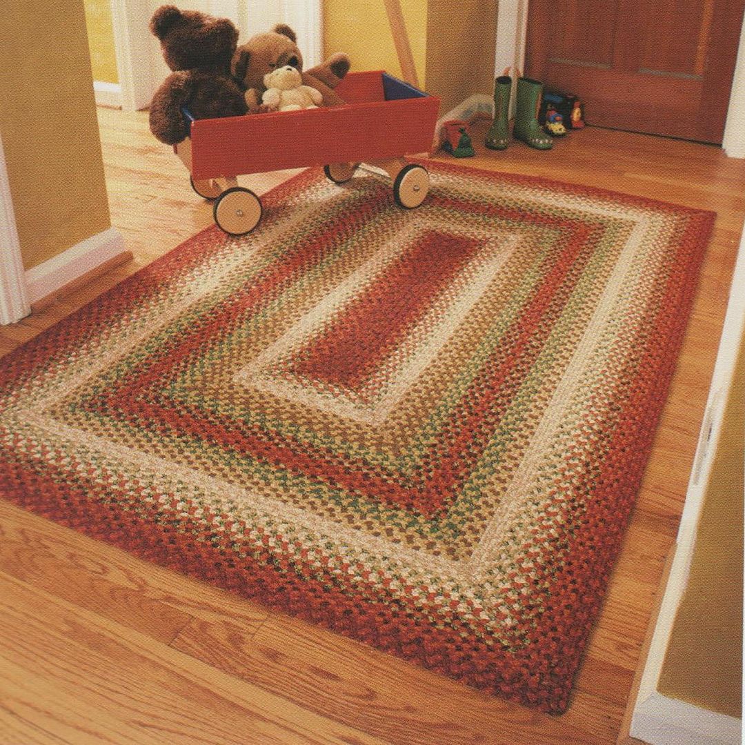 Cotton Braided Area Floor Rug Rectangle Oval Red Brown Rustic Cottage Cabin