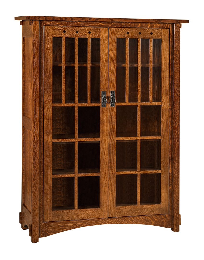 Amish Mission Arts And Crafts Bookcase Glass Doors Solid Wood