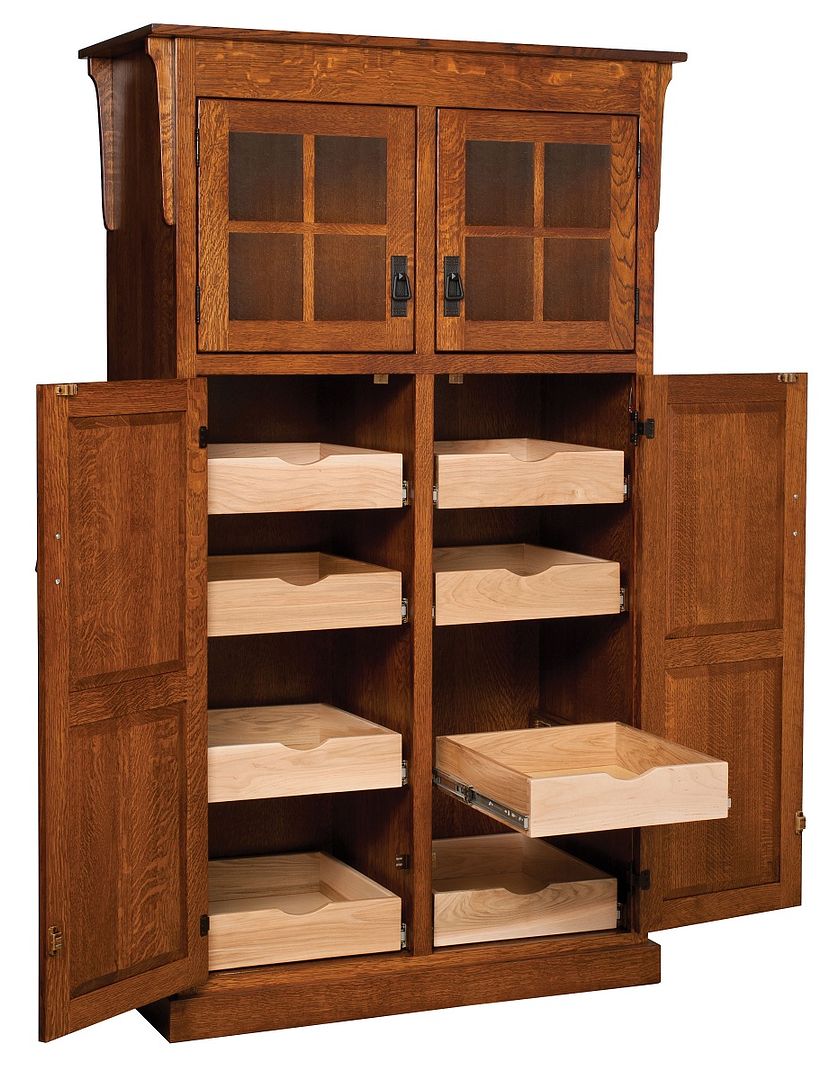 Amish Mission Rustic Kitchen Pantry Storage Cupboard Roll Shelf