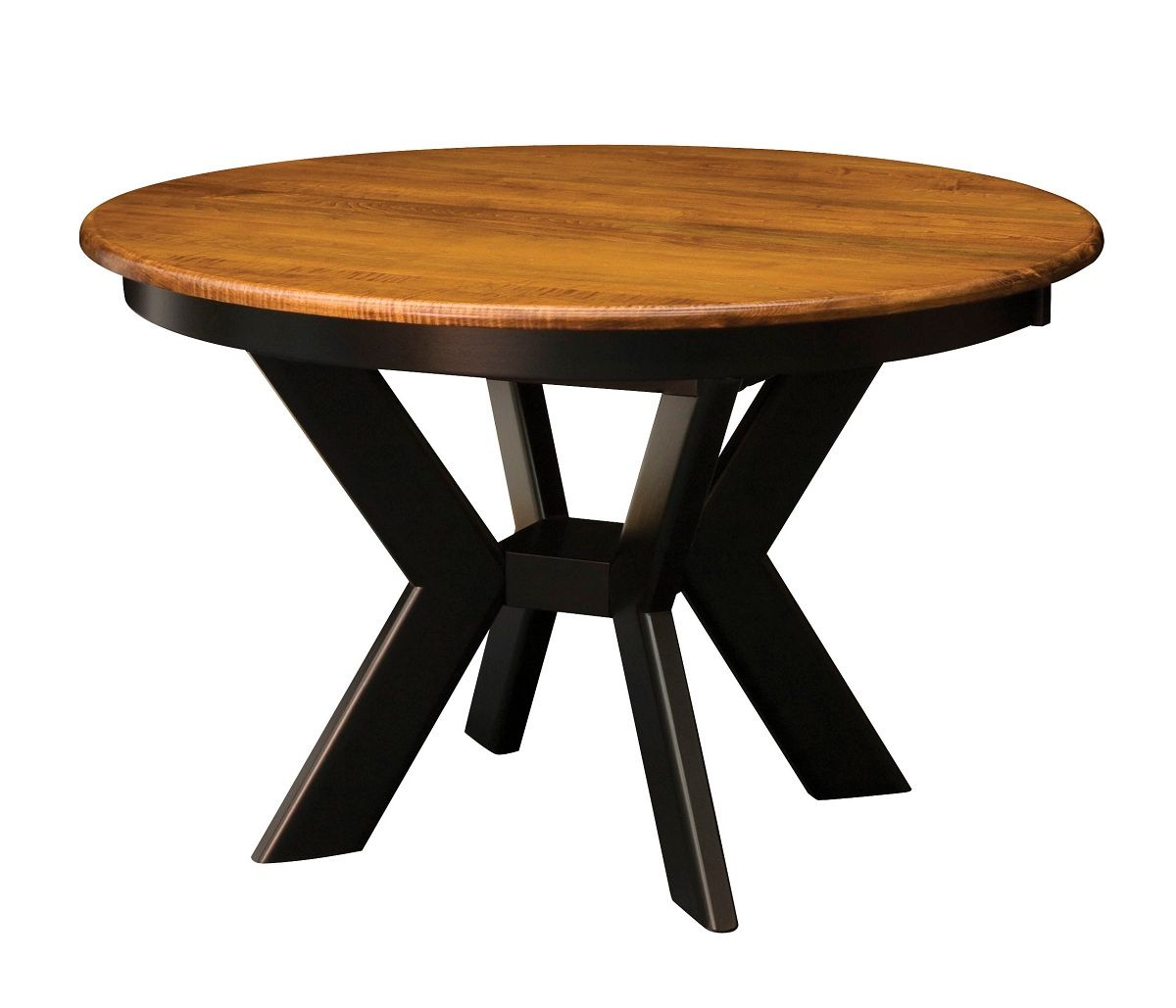 Amish Round 2 Tone Dining Table Black Modern Leg Kitchen Solid Wood 48" 54"
