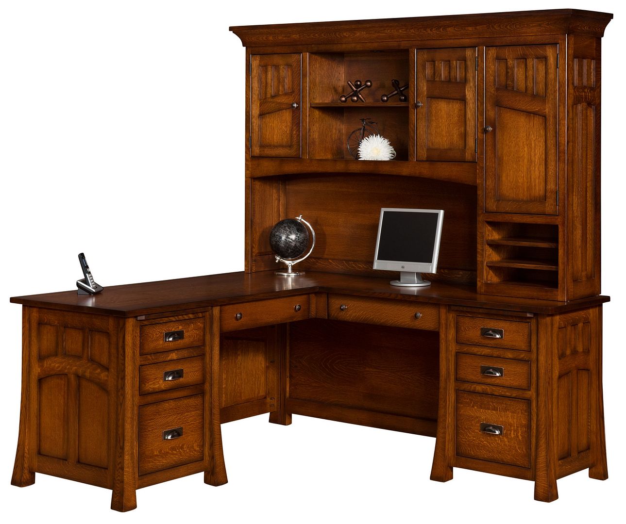 Amish Mission Corner Computer Desk Hutch Bridgefort Office Solid