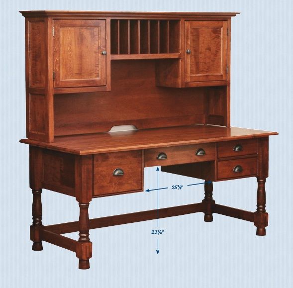 Amish Computer Writing Desk Hutch Solid Wood Home Office Farmhouse Furniture