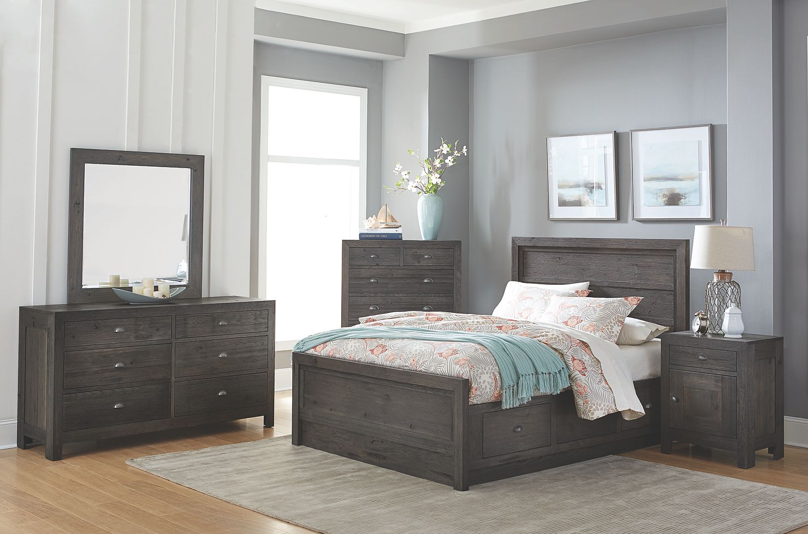 Details About Amish Luxury Bedroom Set Rustic Modern Solid Wood Gray Queen King Sonoma 5 Pc