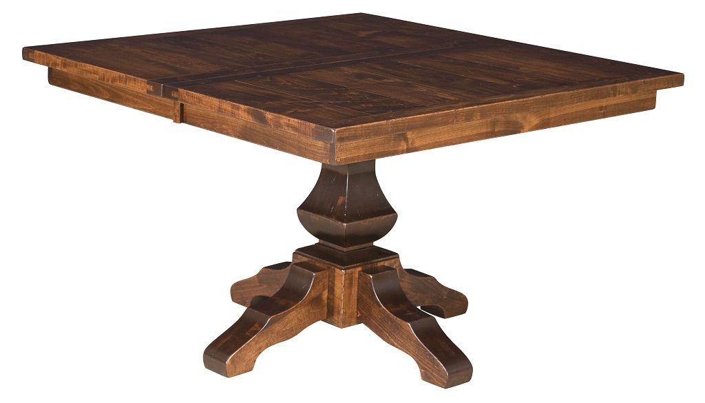 Amish Rustic Plank Square Dining Table Pedestal Solid Wood ...