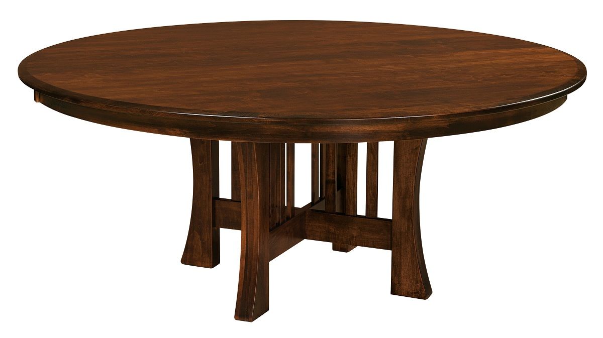 Amish Round Dining Table Solid Wood Pedestal Mission Base Extending Arts Crafts